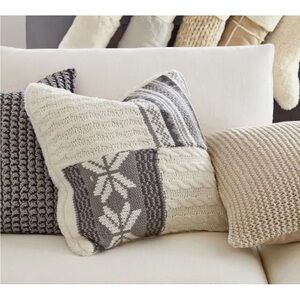2 Pottery Barn Sweater Patchwork Pillow Covers 18" Snowflake Holiday